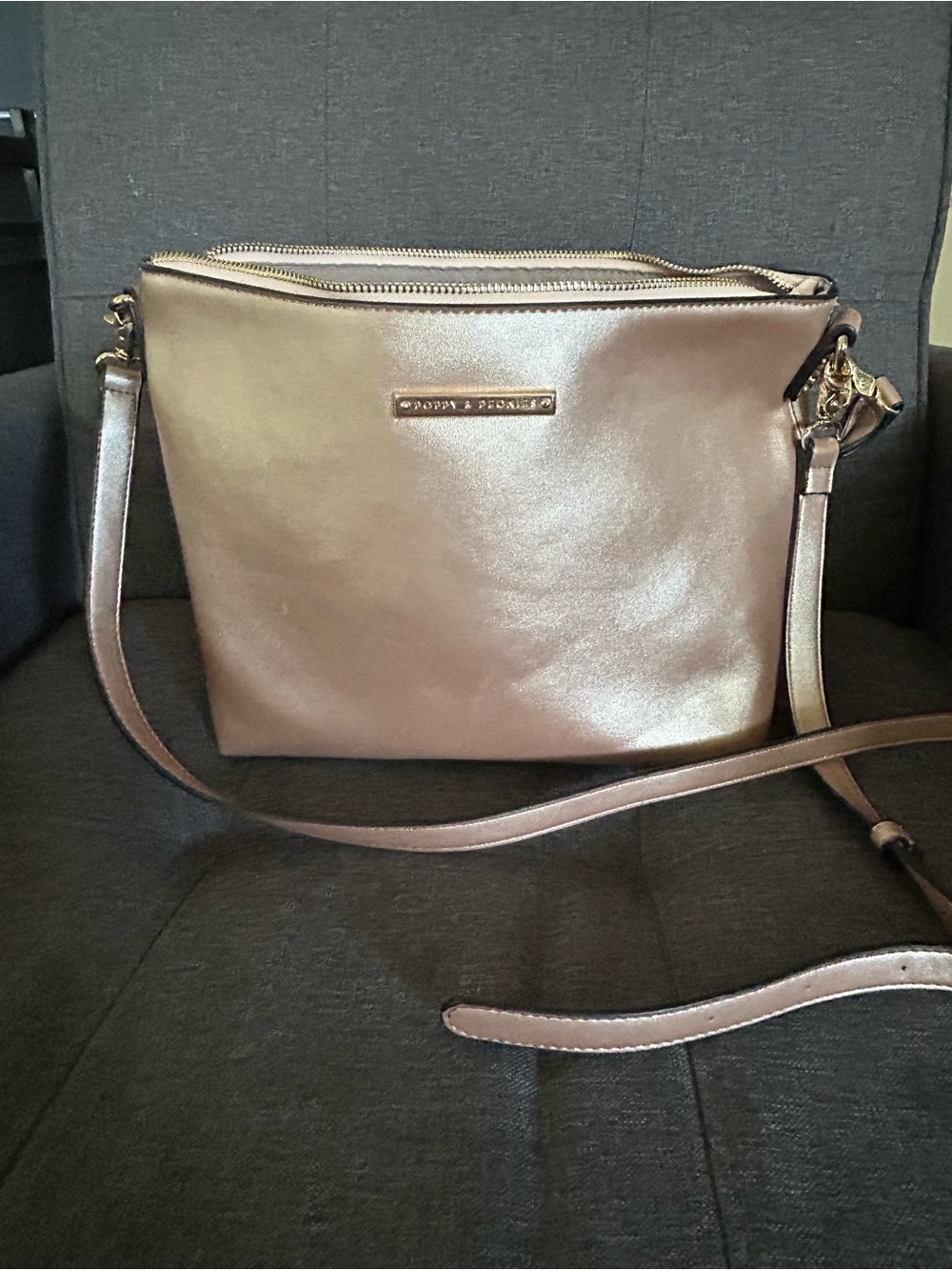 Poppy & Peonies Metallic Taupe Shoulder Crossbody